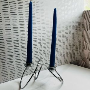 SOLD Black Blum Loop Chrome Candlestick Holder